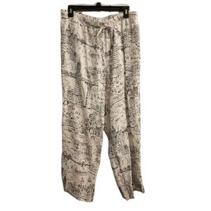 Hot Cotton White Relaxed Fit 100% Linen Scenic Print